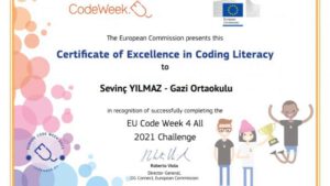 Gazi Ortaokulu’na  Mükemmellik Sertifikası