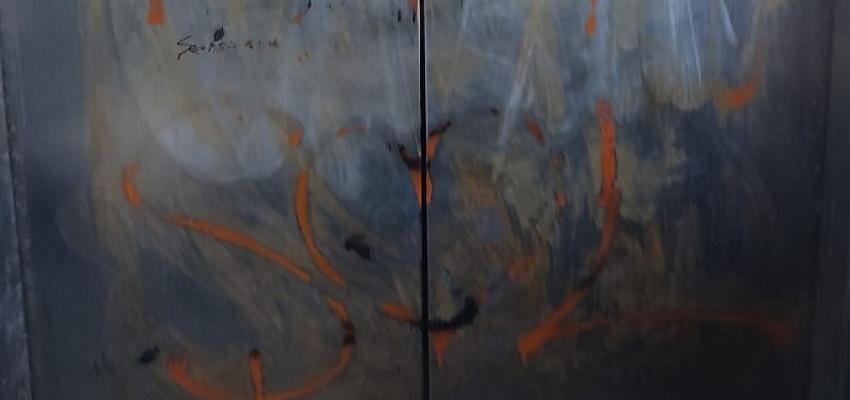 Asansörü boyayıp kapısını tekmeleyerek, zarar verdiler