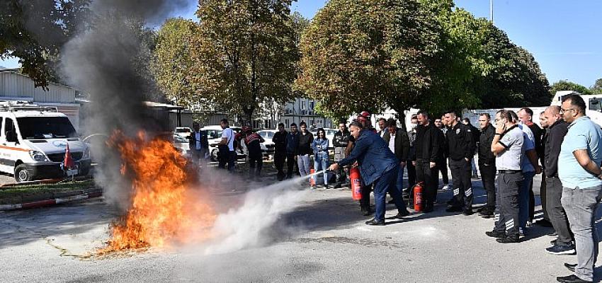 Osmangazi Belediye personeline yangın tatbikatı