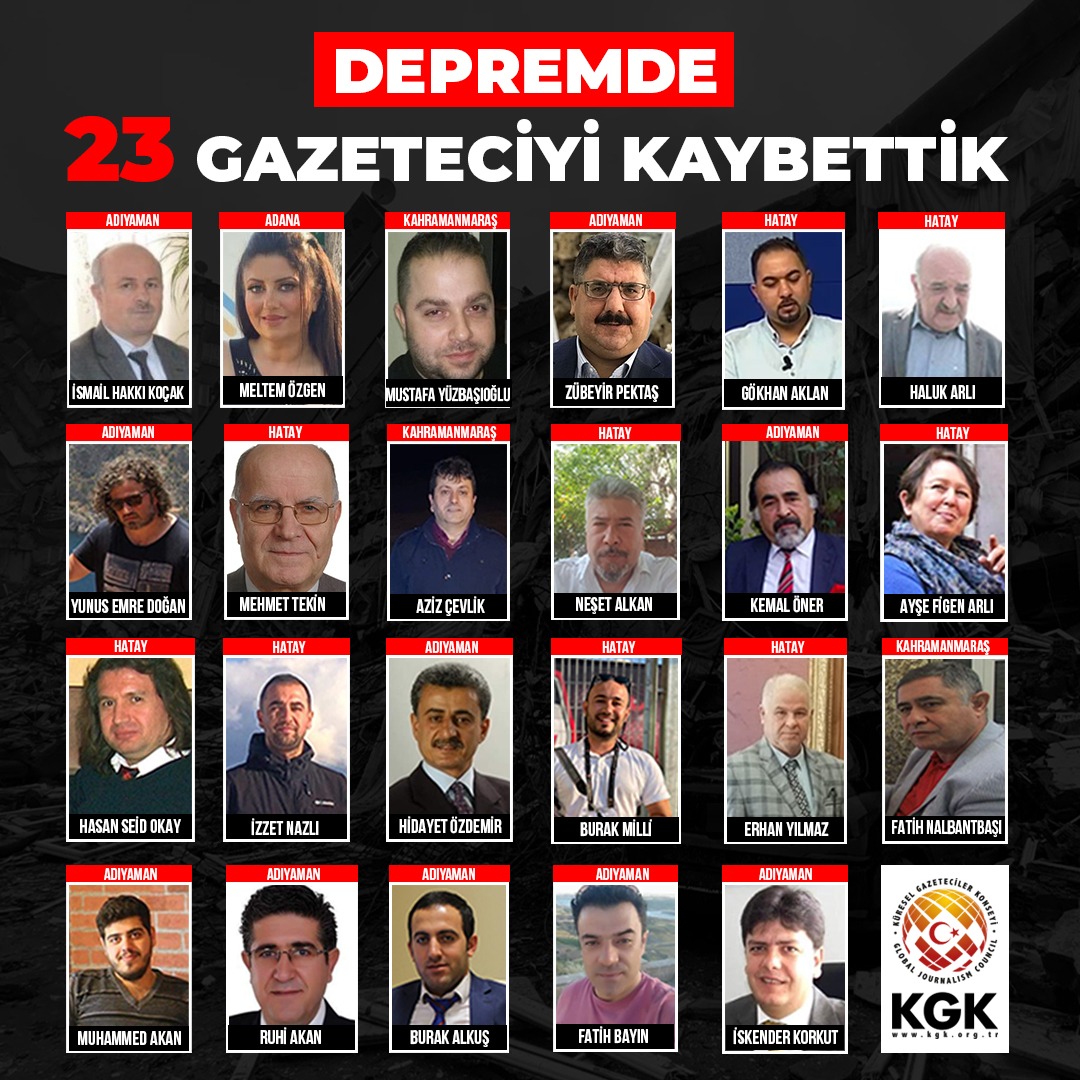 DEPREMDE KAYBETTİĞİMİZ GAZETECİ SAYISI 23’E YÜKSELDİ