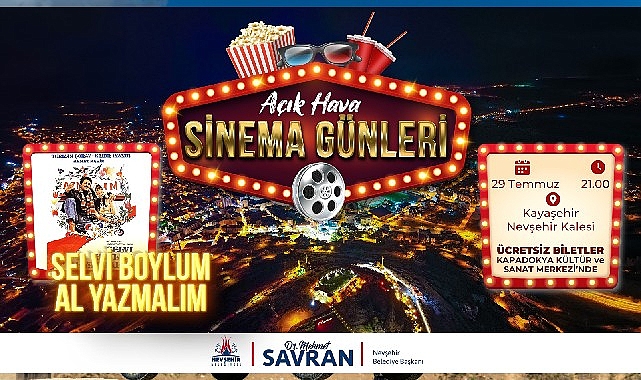 Açık hava sineme günleri ” Selvi boylum al yazmalım ” ile devam ediyor 