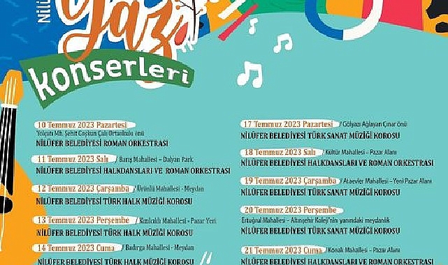 Nilüfer yaz konserleri ile renklenecek