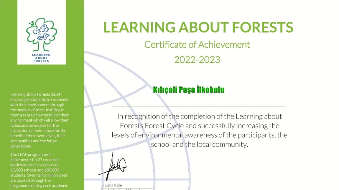 BAFRALI MÜDÜRÜN OKULUNA ULUSLARARASI BAŞARI SERTİFİKASI