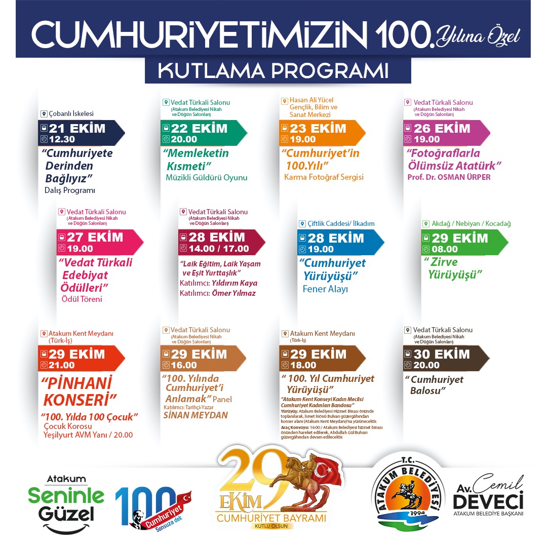 Atakum’da   Cumhuriyet’in 100. Yılına özel program