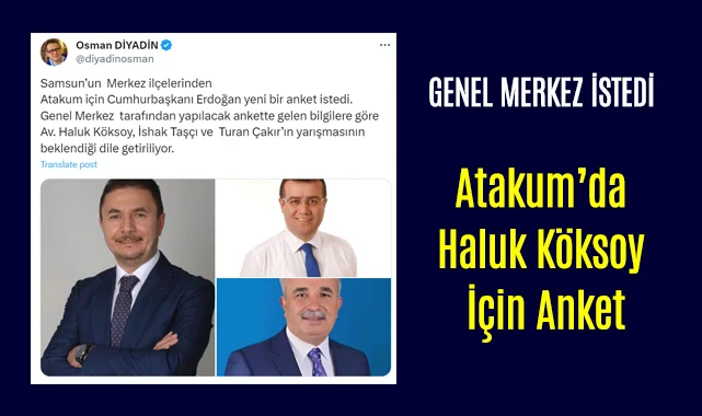 Atakum’da Haluk Köksoy İçin Anket