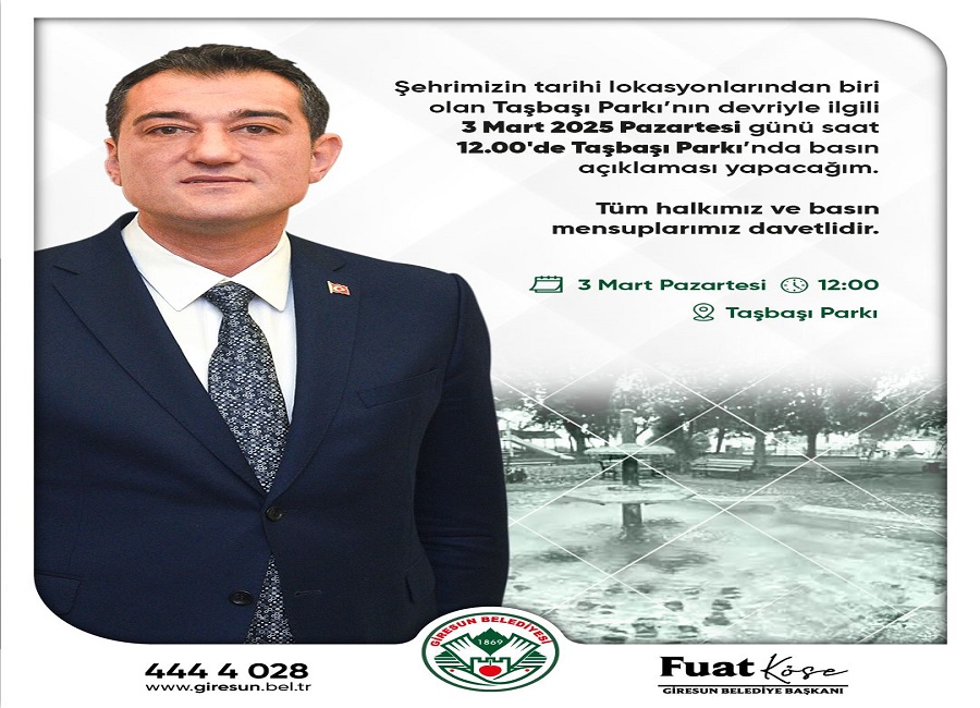 Fuat Köse, Giresun’u Taşbaşı Parkı’na davet etti