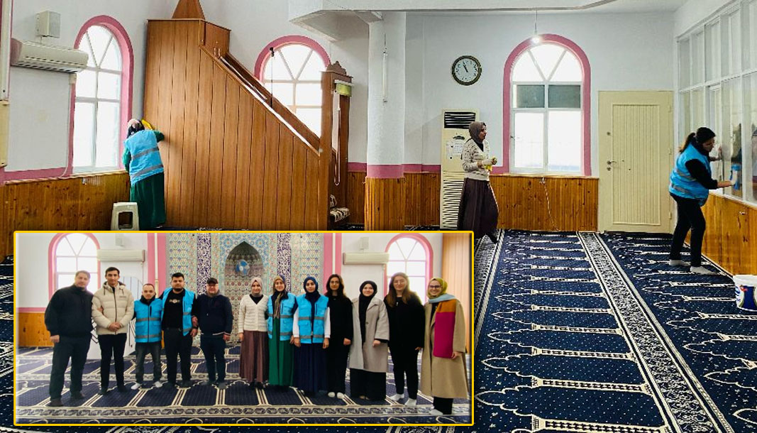 Bucak İlçe Müftülüğü ve KYK öğrencileri, Eyüp Sultan Camisi’ni temizledi