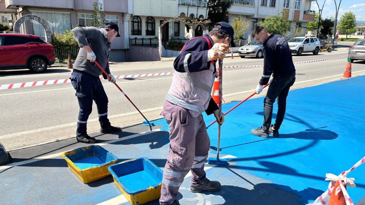 Ordu Altınordu Sahil Bisiklet Yolu Boyanıyor