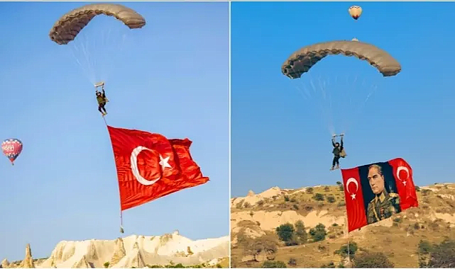 JÖAK Timi Kapadokya’da Paraşütle Gösteri Yaptı