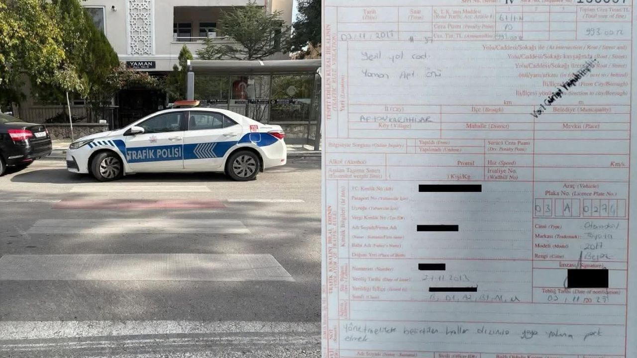 Afyonkarahisar’da Polis Aracına Yaya Yolu Park Cezası
