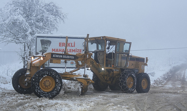 Atakum Belediyesi Yoğun Kar Yağışı Sonrası Yolları Açtı