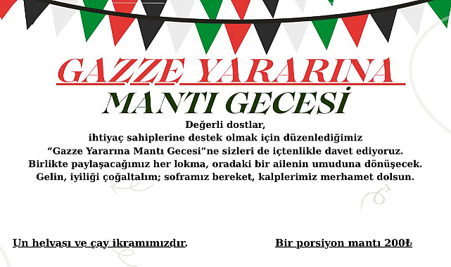 Samsun Siyah Derneği Gazze İçin Mantı Gecesi Düzenliyor