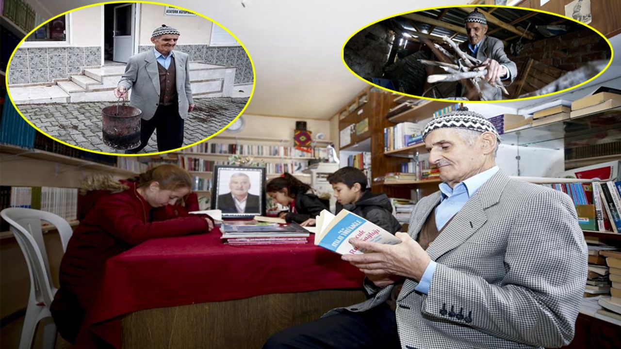 76 Yaşındaki Emin Akay, Köy Kütüphanesini 15 Yıldır Çocuklar İçin Isıtıyor
