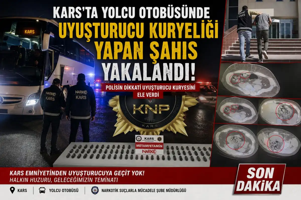 Kars’ta otobüste İranlı uyuşturucu taciri tutuklandı