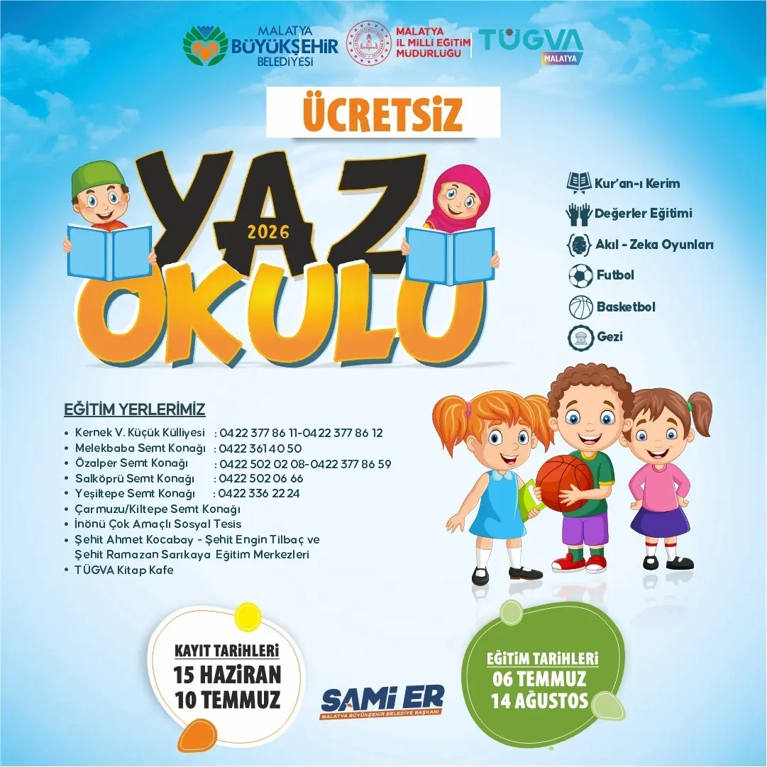 Malatya’da 9 merkezde yaz okulu programı başlıyor
