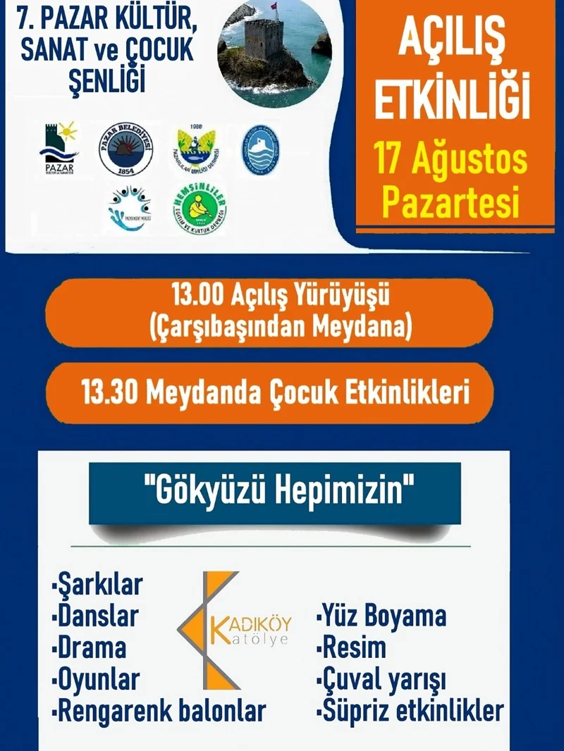 Rize Pazar’da 7. Kültür Sanat ve Çocuk Şenliği başlıyor
