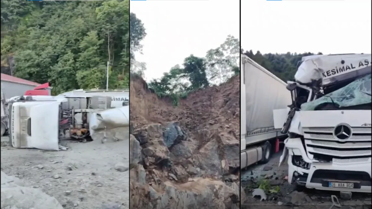 Hopa’da tır parkına heyelan: 1 ölü, 8 tır etkilendi